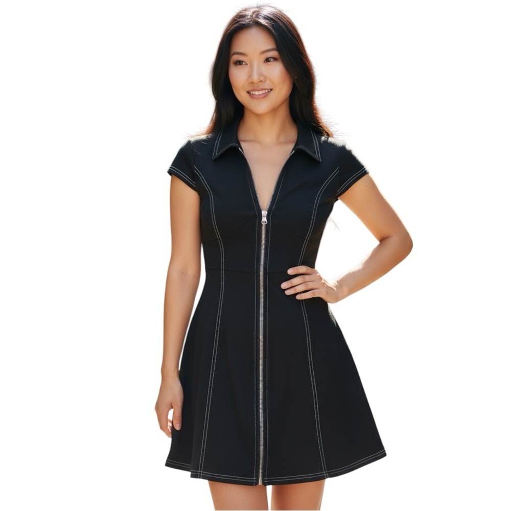 Urban Outfitters Black Zip-Up Mini Dress Soft S NWT
